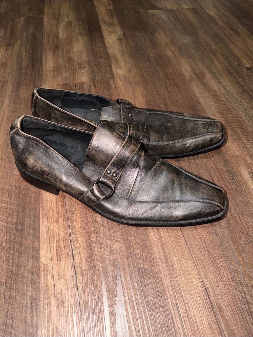 Stacy Adam’s Mens Size 11.5 Loafer Buckle Strap Distressed Dress Shoes